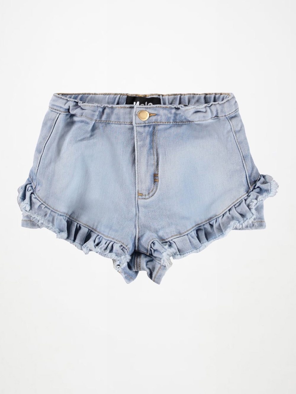 Molo kids Light Blue Ruffle Hem Denim Shorts size 5 years
